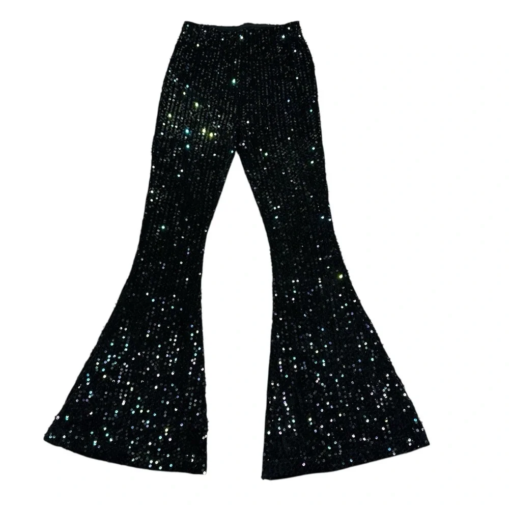 NWT Free People Sequin Slim Pull On Flare Pants Size XS